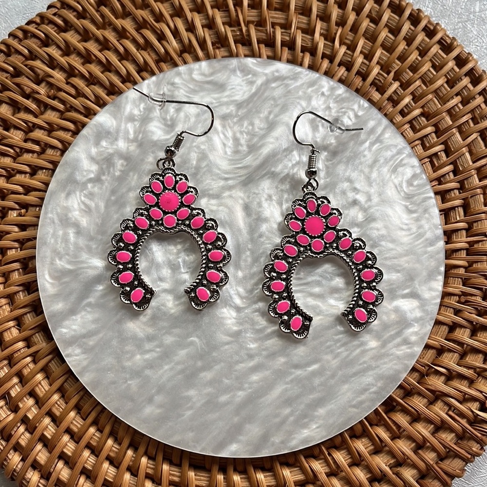 Pink Concho Western Earrings